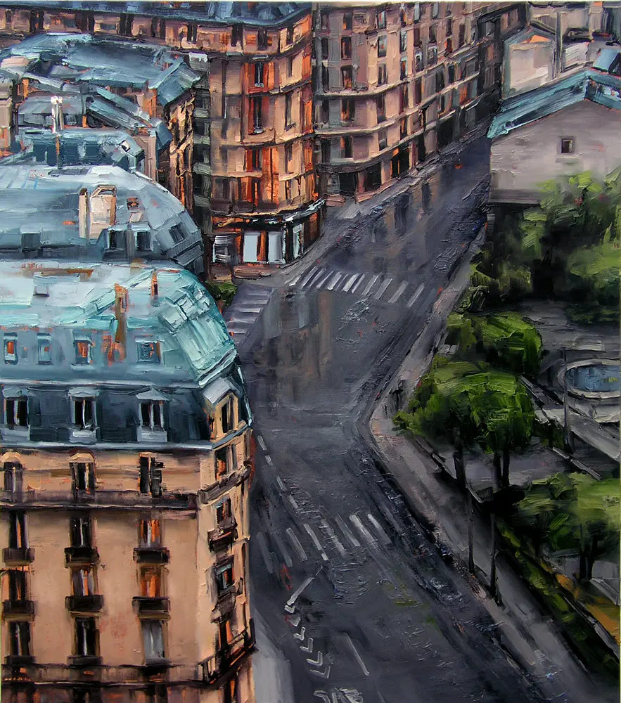 Stadtansicht XXIII, 2013, Öl auf Nessel, 170 x 150 cm