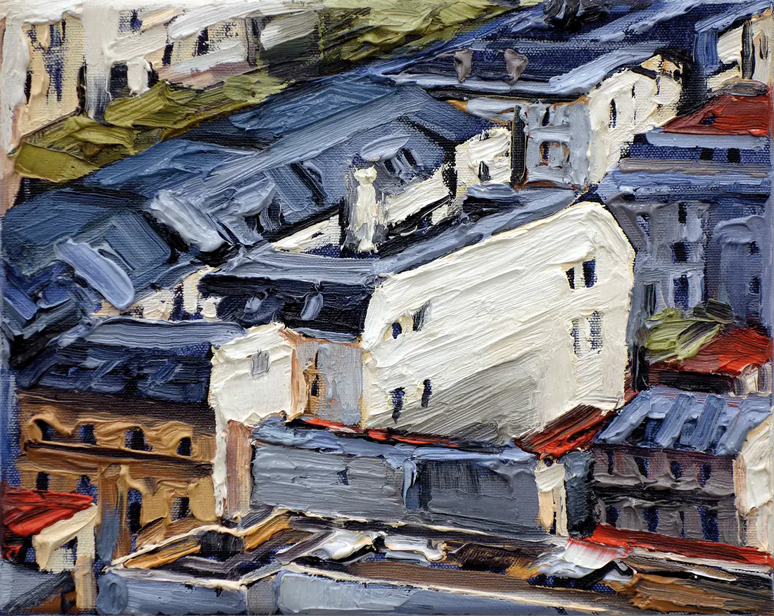 Stadtansicht XXVII, 2013, Öl auf Nessel, 15 cm x 20 cm