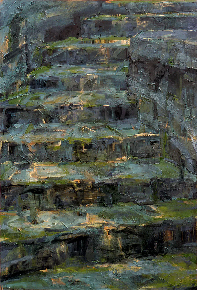 Treppe I, 1992, Öl auf Nessel, 220 x 150 cm