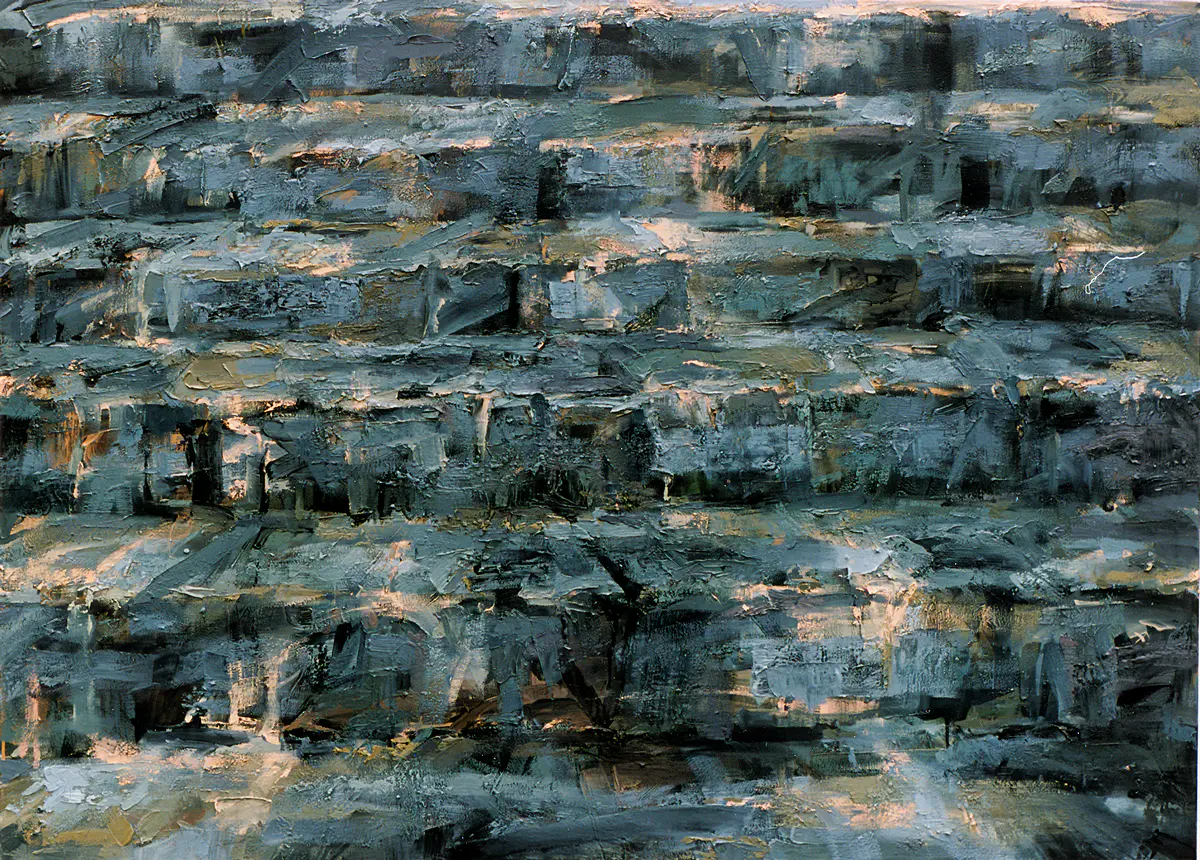 Treppe II, 1992, Öl auf Nessel, 150 x 210 cm