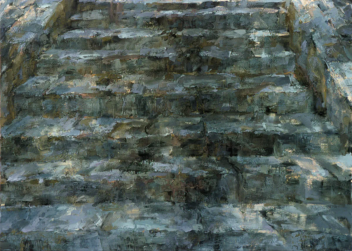 Treppe III, 1993, Öl auf Nessel, 150 x 210 cm