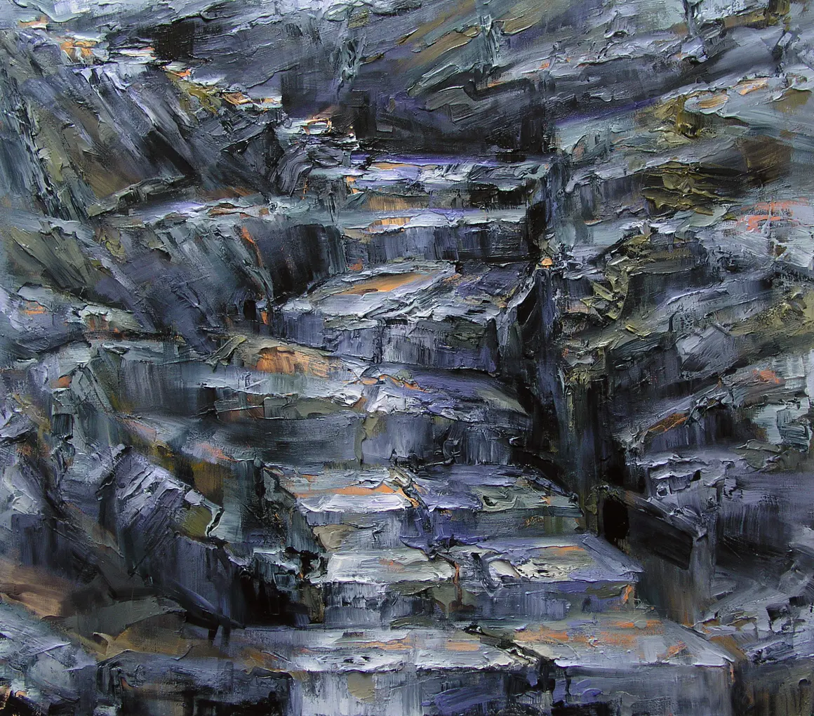  	Treppe XIII, 2006, Öl auf Nessel, 120 x 130 cm
